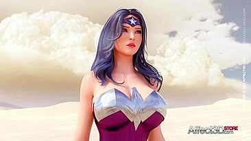 Mulher Maravilha pronta pra mamar pau futa super em cena ao ar livre