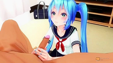 Hatsune Miku chupando pauzão de um cara bem dotado