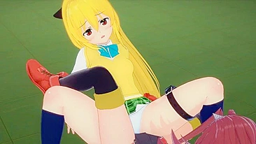 Akiza de Yu-Gi-Oh em lésbico quente com tesourada no crossover