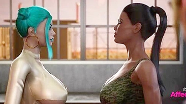 Aventuras Sensuais 7: Garotas hentai dividem dildo duplo em cena taboo