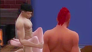 Pornô Sims com garota prestes a chupar o pau de um cara bem tarado