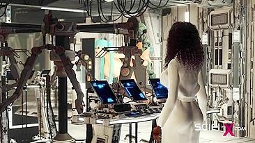 Gostosa peituda do espaço pronta pra foder num hentai sci-fi taboo