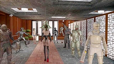 Hentai tabu de Fallout 4 com lingerie sexy e safados exibindo