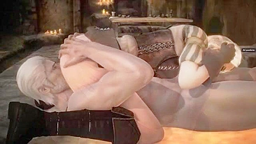 Cena taboo de sexo com Geralt e Ciri de The Witcher fudendo em missionário