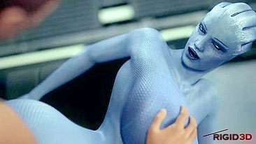 Liara de Mass Effect tem peitos fodidos com tesão e prazer em hentai