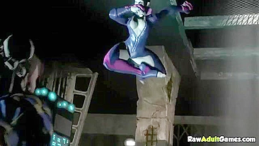 Chun Li mostrando a buceta na luta numa cena hentai de prazer