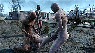Hentai zumbi de Fallout com gangbang hardcore em HD