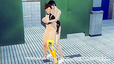 Tracer de Overwatch com cu apertado em volta, uma delícia