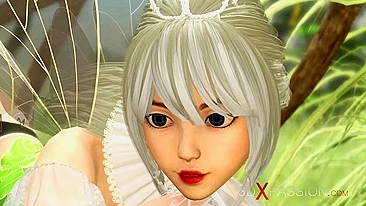 Cena de foda com fada e gnomo safado que quer meter nela ao ar livre