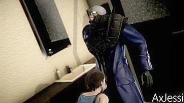 Jill de Resident Evil aguentando surra anal de um monstro de verdade