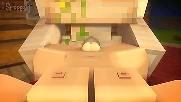 Pornô de Minecraft com muita surra de buceta e cavalgada quente pra caralho