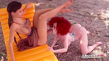 Ruiva safada mostra buceta molhada levando pau futa por trás