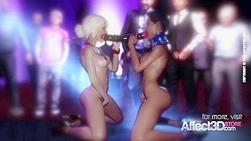 Close-up de safadas chupando buceta e metendo strap-on