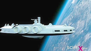 Pau cibernético fica ótimo na buceta de astronauta em gape foda