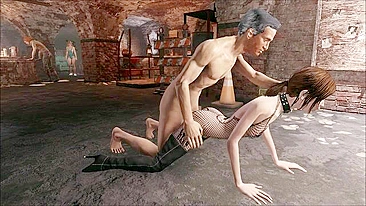 Prazer de quatro pra garota 3D de cabelo curto que precisa de pau dominando