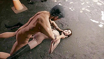 Prazer de quatro pra garota 3D de cabelo curto que precisa de pau dominando