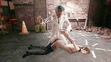 Prazer de quatro pra garota 3D de cabelo curto que precisa de pau dominando