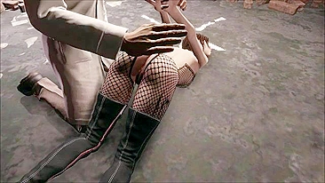 Prazer de quatro pra garota 3D de cabelo curto que precisa de pau dominando