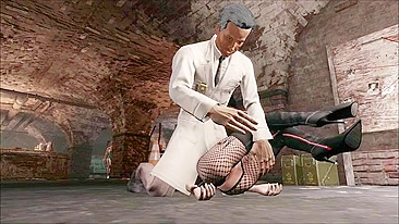 Prazer de quatro pra garota 3D de cabelo curto que precisa de pau dominando