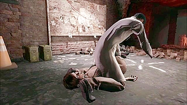 Prazer de quatro pra garota 3D de cabelo curto que precisa de pau dominando