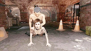 Prazer de quatro pra garota 3D de cabelo curto que precisa de pau dominando