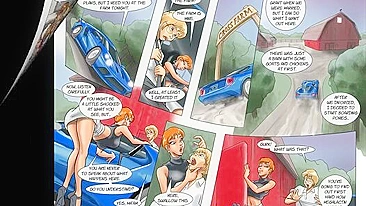 Garota safada brincando com bucetas em clipe hentai com vadias