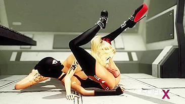 Harley Quinn mostra como leva pau futa na buceta gulosa no chão