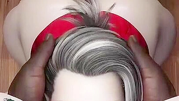 MILF de Final Fantasy chupando pau preto em POV e pedindo mais no cu