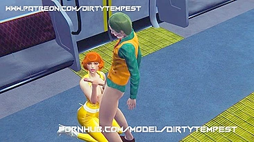 Pornô TMNT não devia ser tão sexy! April levando rola de palhaço pauzudo