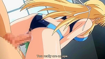 Colegial de maiô levando pica por trás bem fundo na buceta safada