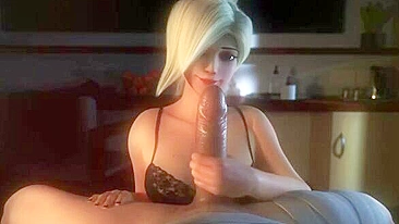 Mercy quer punhetar pau até tremer, depois leva surra na xota