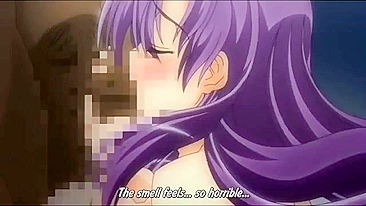 Hentai de secretária com garota peituda de cabelo roxo fodida com selvageria