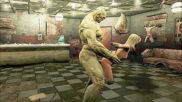 Amor hentai no Fallout com garotinha tendo a buceta destruída