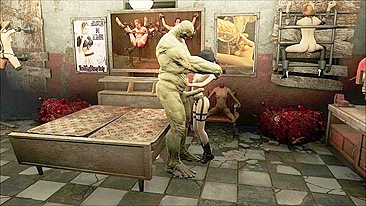 Amor hentai no Fallout com garotinha tendo a buceta destruída