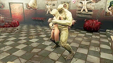 Amor hentai no Fallout com garotinha tendo a buceta destruída