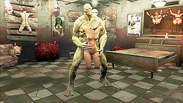 Amor hentai no Fallout com garotinha tendo a buceta destruída