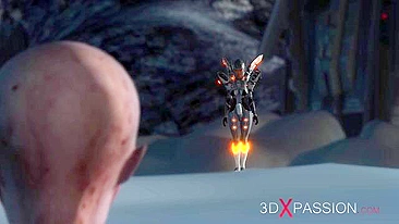 Peituda curtindo pau alienígena na bucetinha apertada por trás também