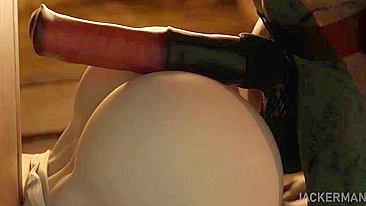 Cena pornô hentai da Lady Dimitrescu com criatura mítica minotauro