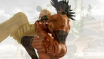 História futa de anjos e demônios com foda pesada e peitões enormes em HD