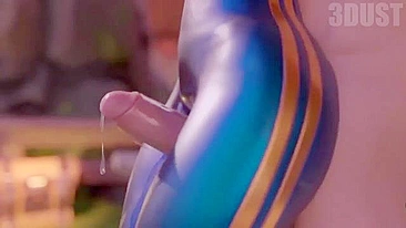 Chun Li thighjob hentai com cara fudendo suas pernas sexys vestidas forte