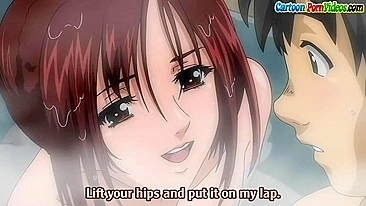 Senpai hentai dá boquete molhado no spa.