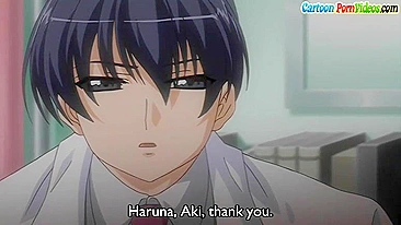 Enfermeira hentai é fodida na mesa de exame.