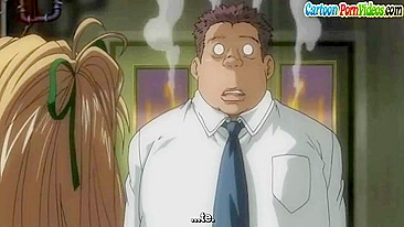 Loirinha petite da escola é abusada por colega pauzudo em hentai.