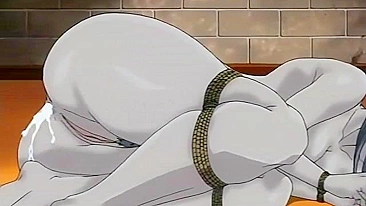 Brinquedo hentai enche a bucetinha apertada da garota com porra cremosa.