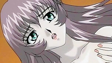 Brinquedo hentai enche a bucetinha apertada da garota com porra cremosa.