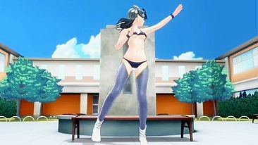 Gatas hentai em foda selvagem ao ar livre.