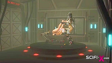 Android sci-fi com fetiche hentai fode gata gostosa no lab.