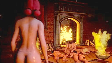 Triss Merigold domina e mete o strap-on numa fêmea em pornô hentai.