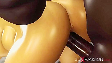 Loira peituda curte sexo forte com negão em site de hentai.