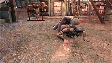 Miko domina com strap-on em hentai de Fallout 4.